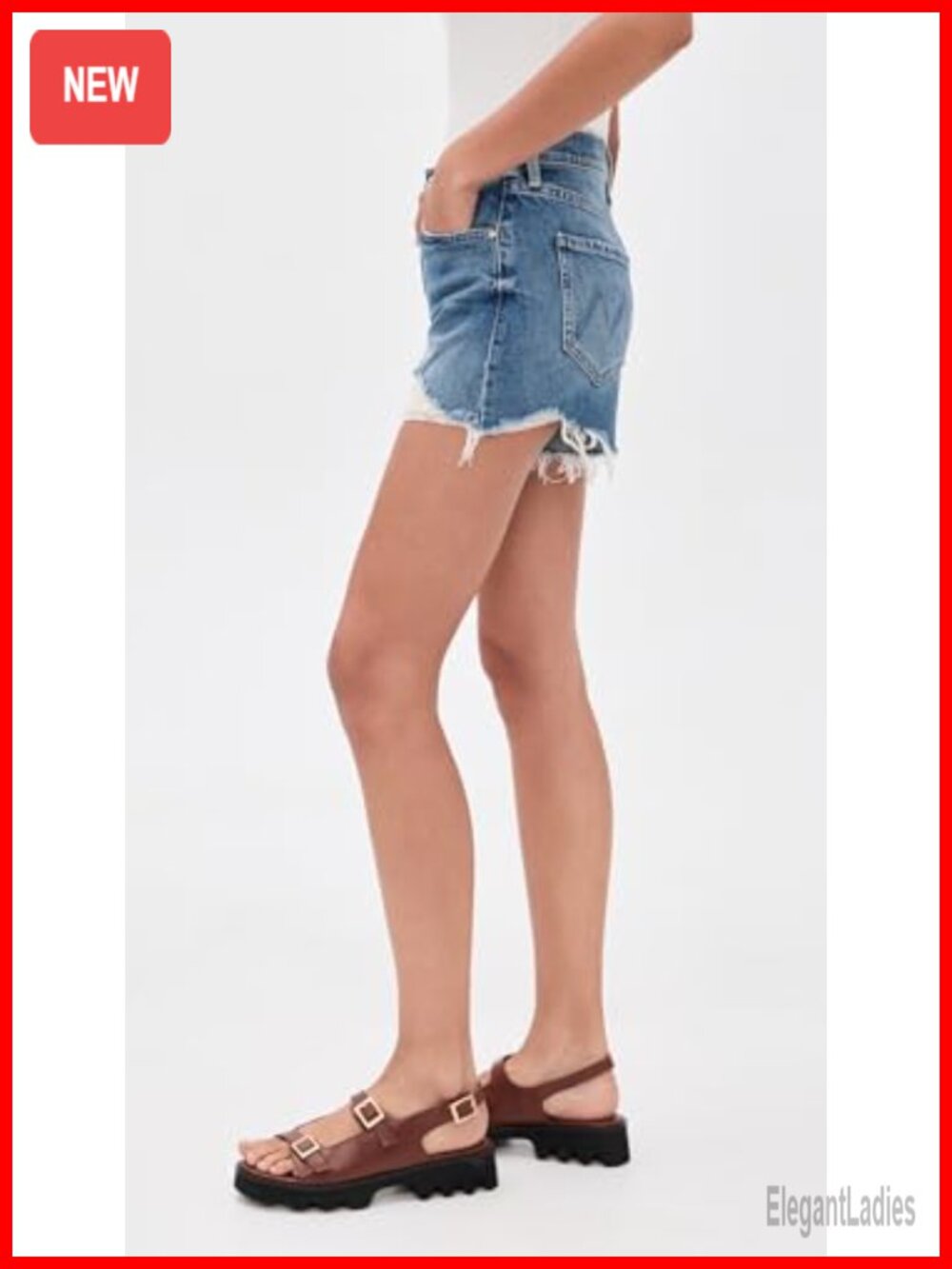Mid Rise Loose Fit Distressed Denim Jean Shorts - Picture 3 of 5